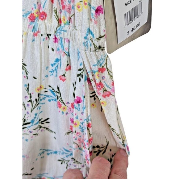 Lily Rose size L Ruffle Button Front Flutter Romper Pink Aqua Florals Juniors - Picture 6 of 14